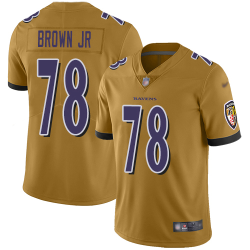 Baltimore Ravens Limited Gold Men Orlando Brown Jr. Jersey NFL Football #78 Inverted Legend